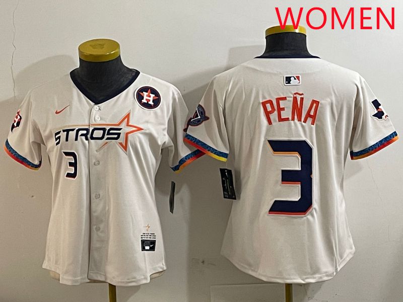 Women Houston Astros #3 Pena Cream Fourth generation Joint Name Nike 2025 MLB Jersey style 5